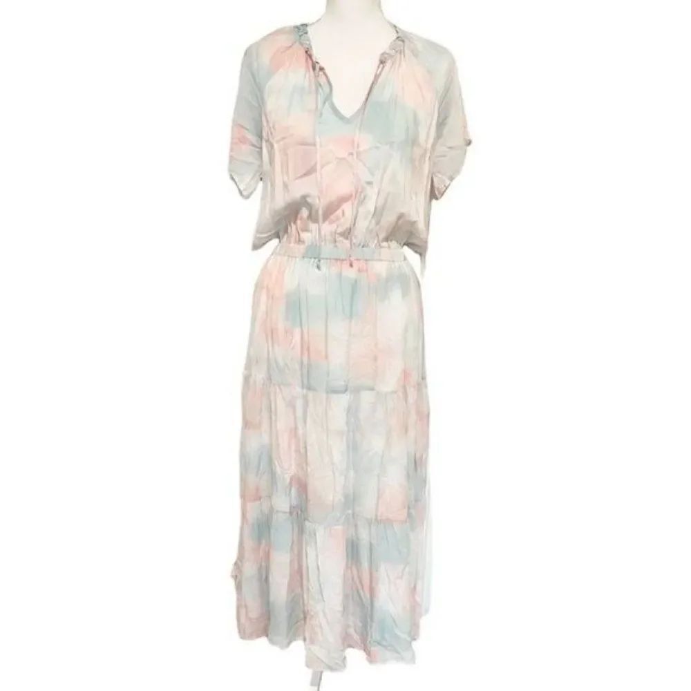 Cloth & Stone Pastel Watercolor print maxi dress Medium
